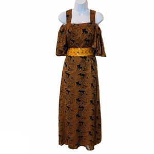 & Other Stories Marigold & Navy Silk Paisley Dress
